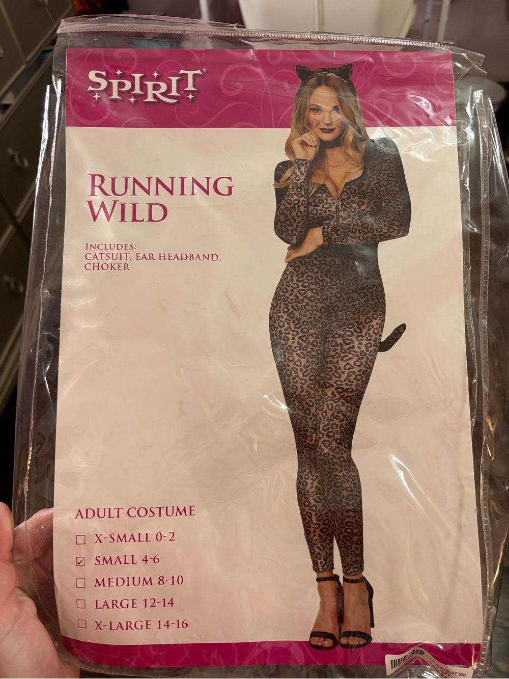 Halloween Cosplay Cat Costume Leopard-Print Long Sleeve Velvet Jumpsuit